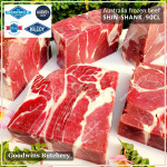 Beef SHIN SHANK frozen 90CL sengkel Australia TEYS portioned +/- 4cm 1.5" 1.2 kg (price/kg)